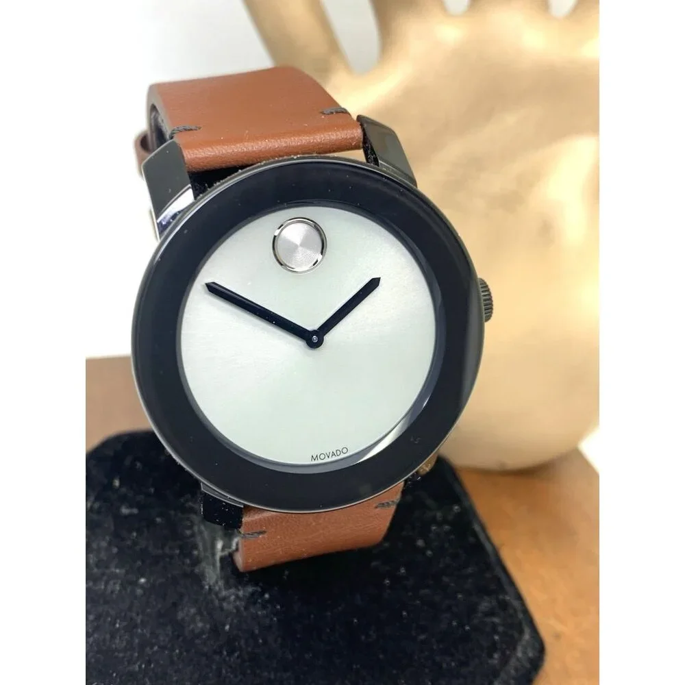 Movado Men's Watch 3600442 Bold Swiss Quartz Gray Dial 42mm Brown Leather Strap